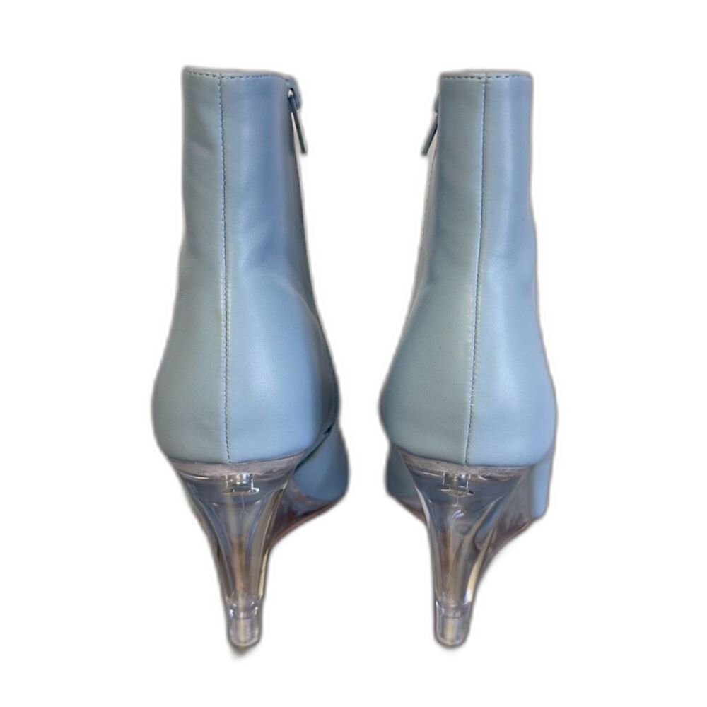 Allegra K Sky Blue Clear Heel Wedge Ankle Boots 8 Pointed Toe EUC - Picture 2 of 10